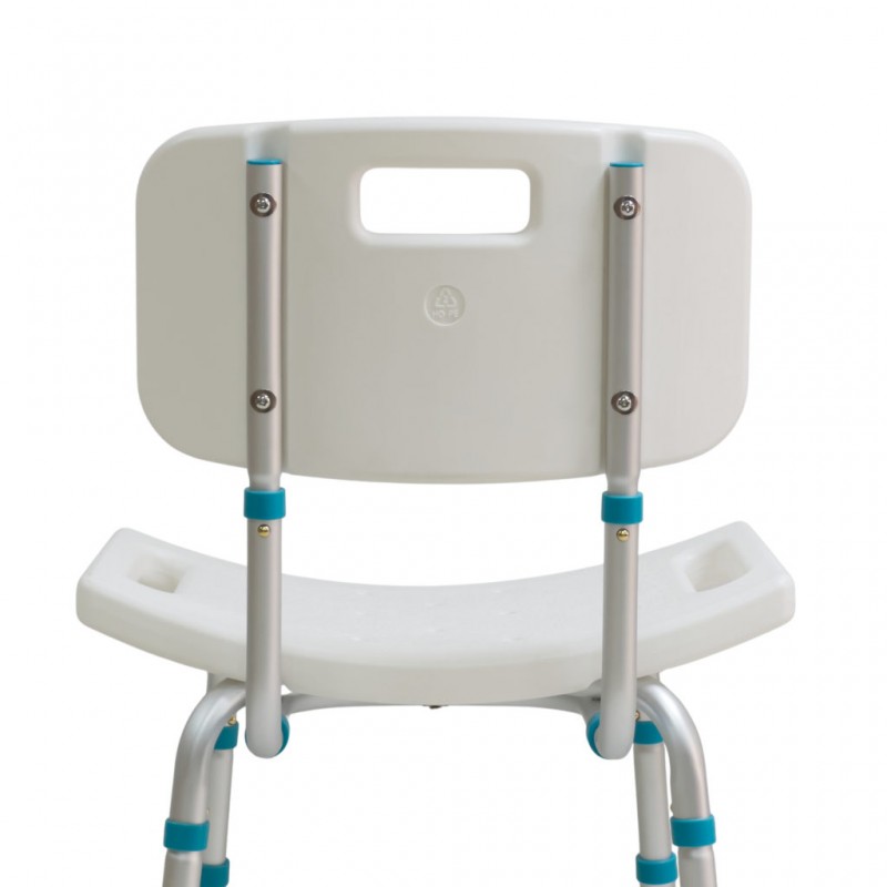 Стульчик со спинкой для ванной комнаты.