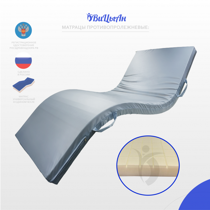 Матрац противопролежневый "полиуретановый вязкоэластичный профилированный" ТК12(размер в описании)